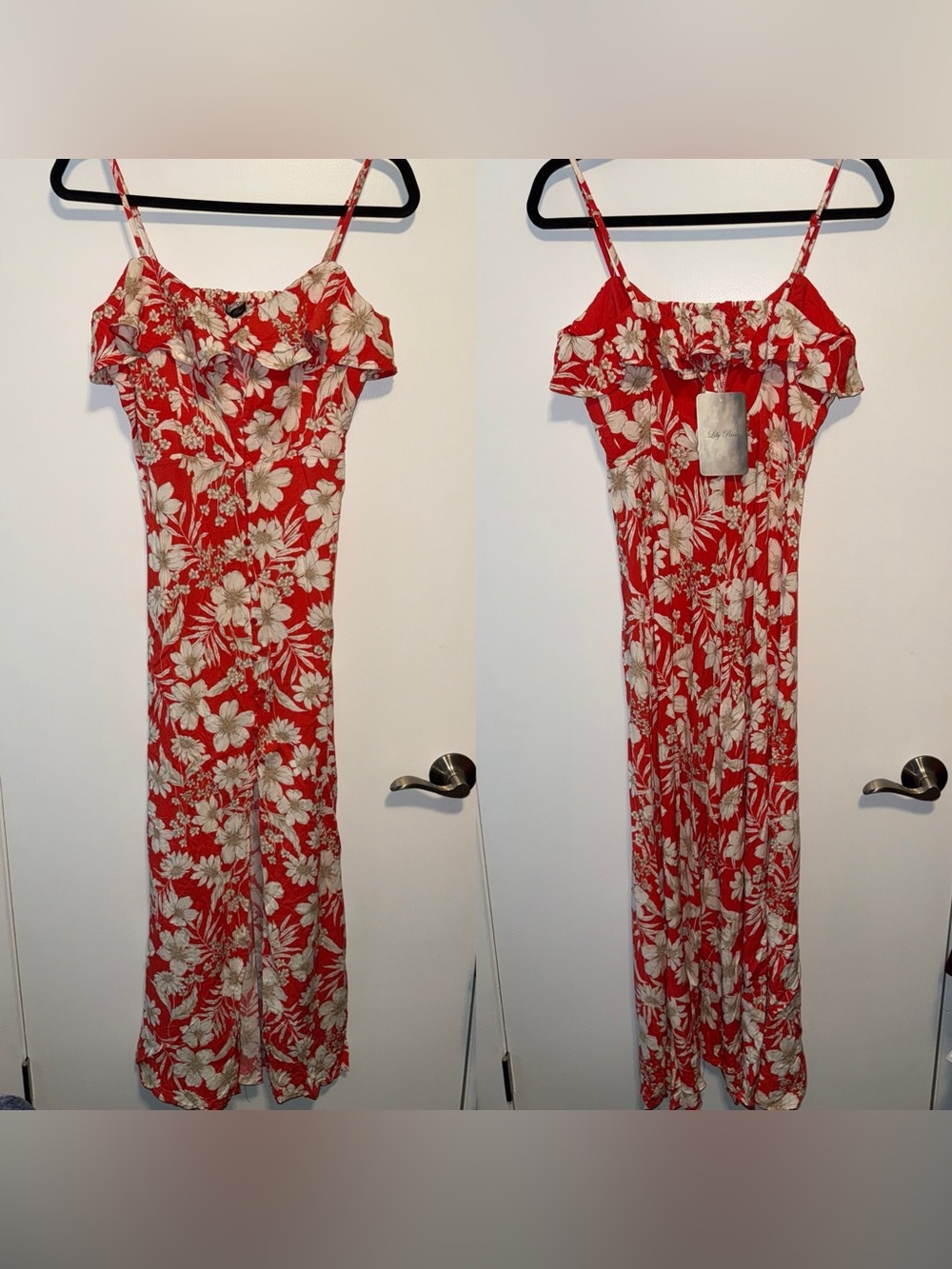 Lily Rose Red Floral Ruffle Maxi Dress